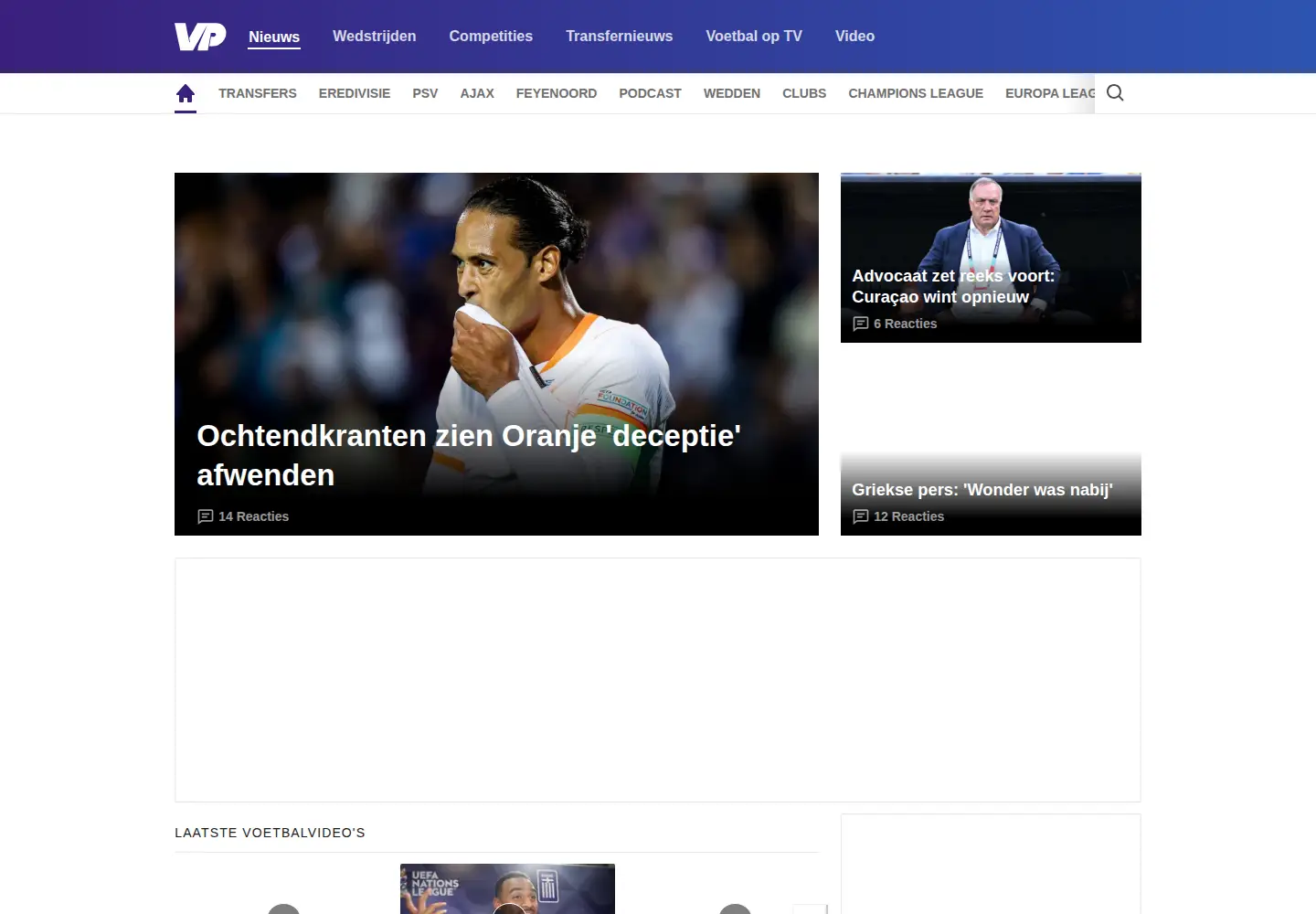 Screenshot of voetbalprimeur.nl