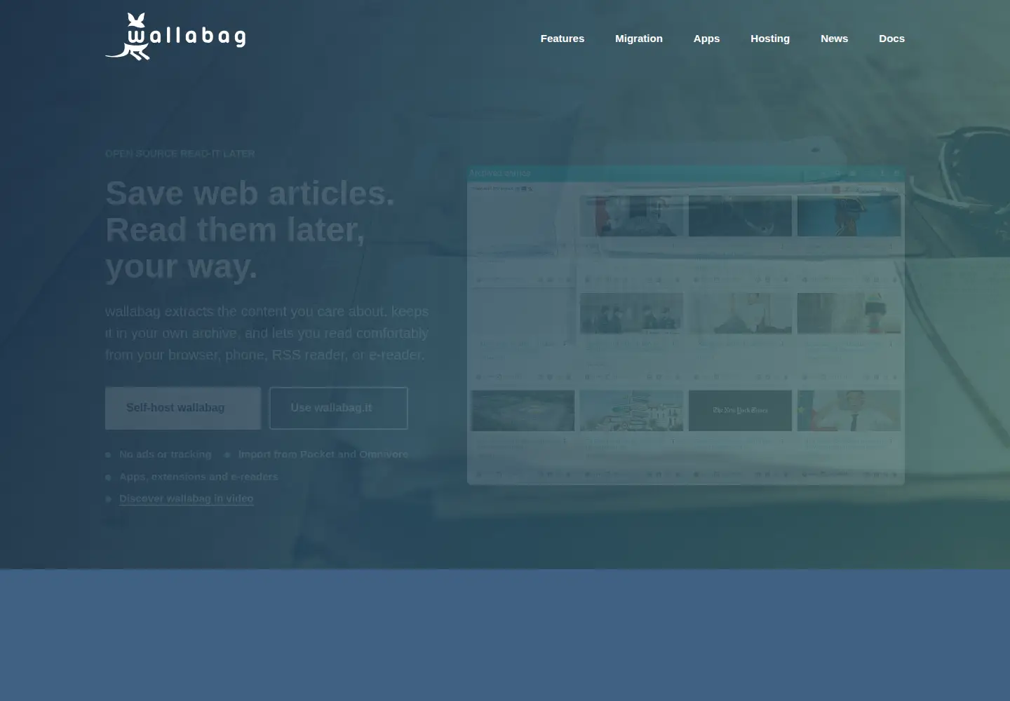 Screenshot of wallabag.org