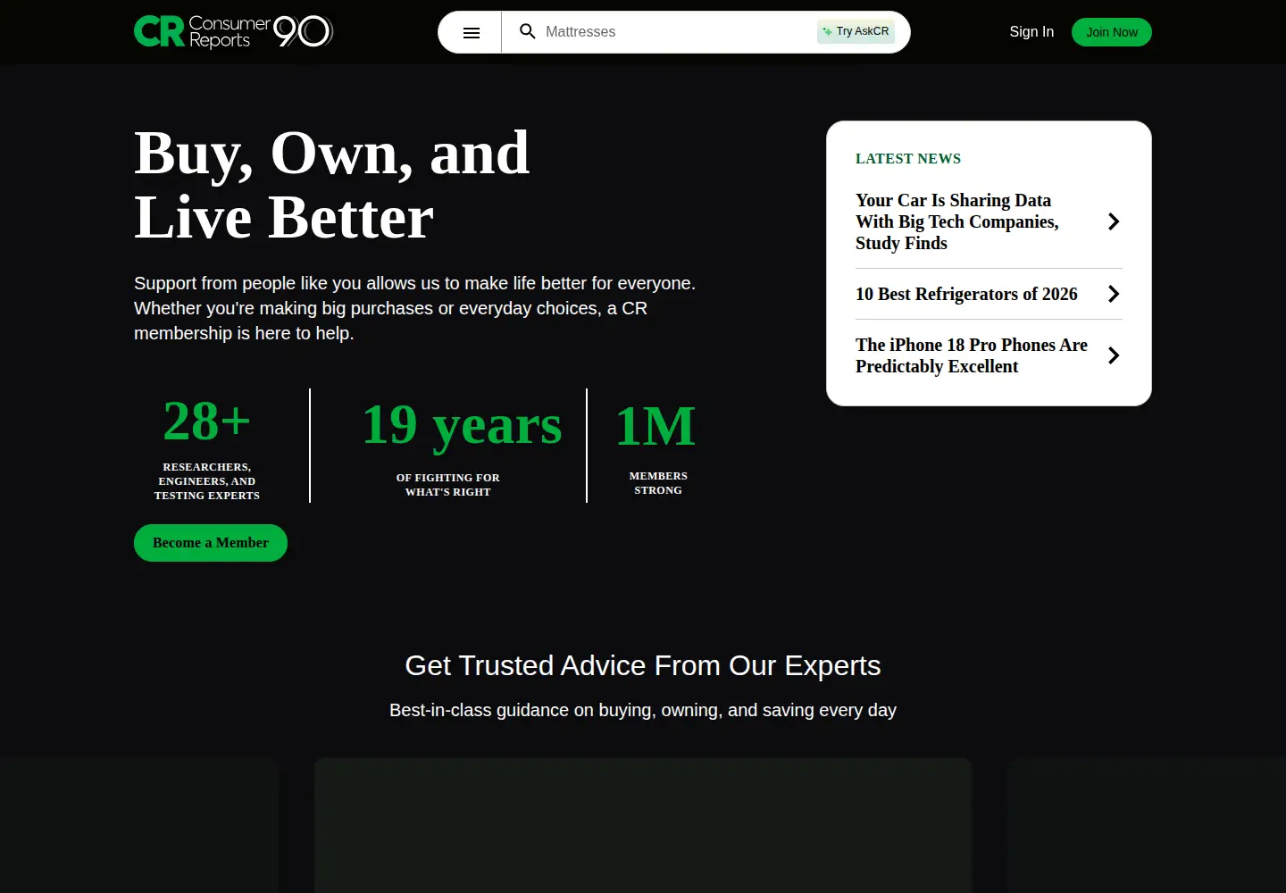 Screenshot of consumerreports.org