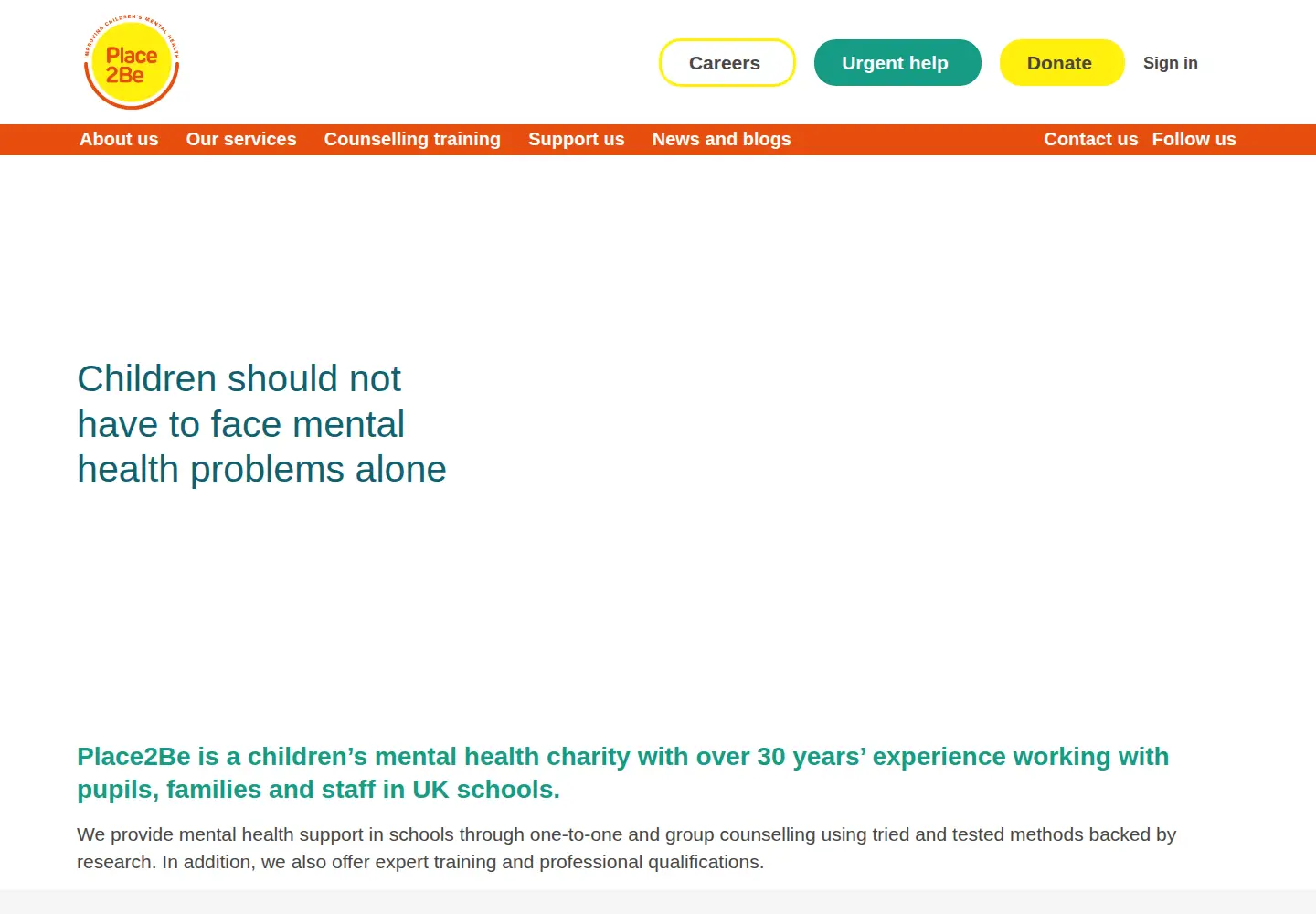 Screenshot of place2be.org.uk