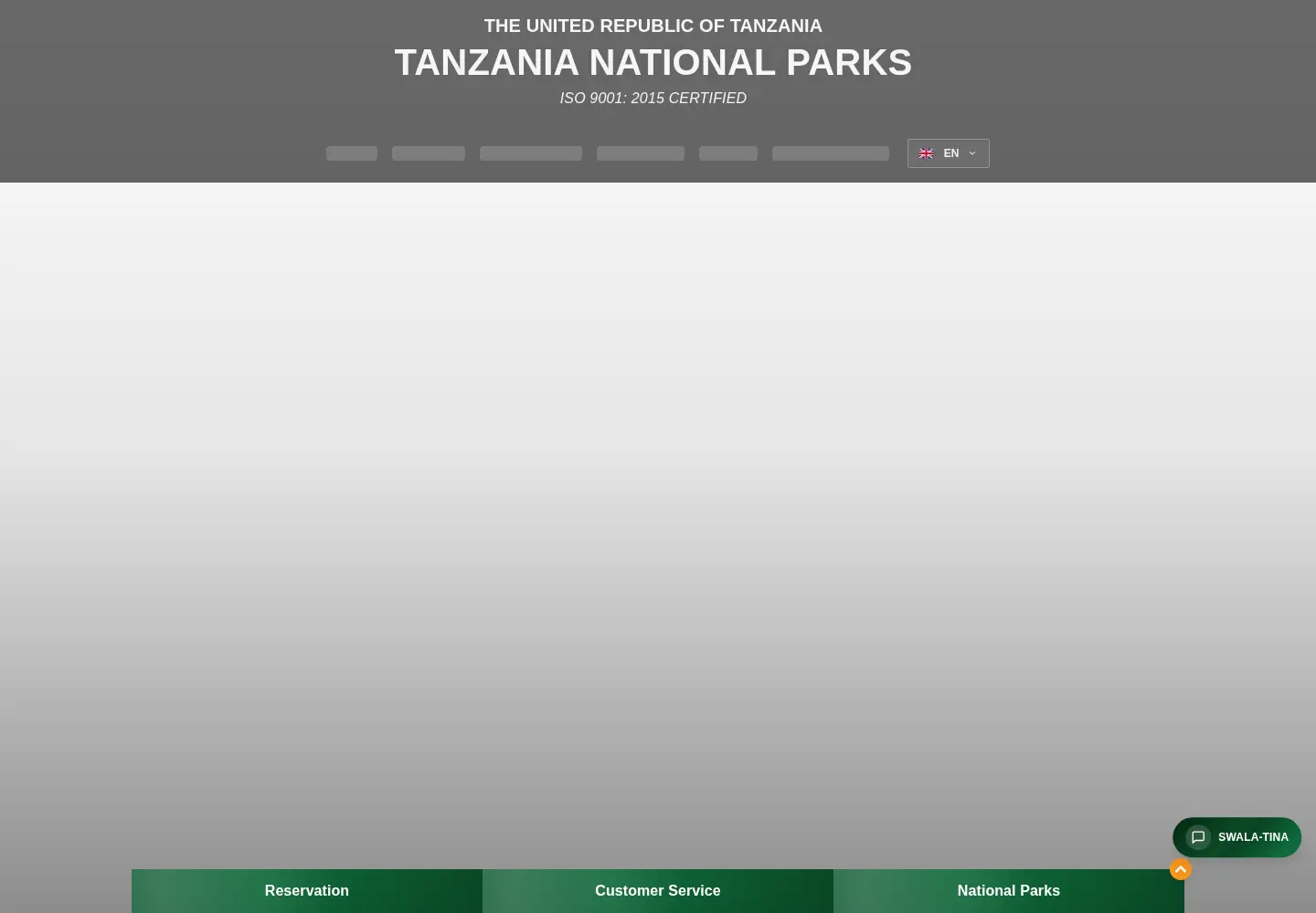 Screenshot of tanzaniaparks.go.tz
