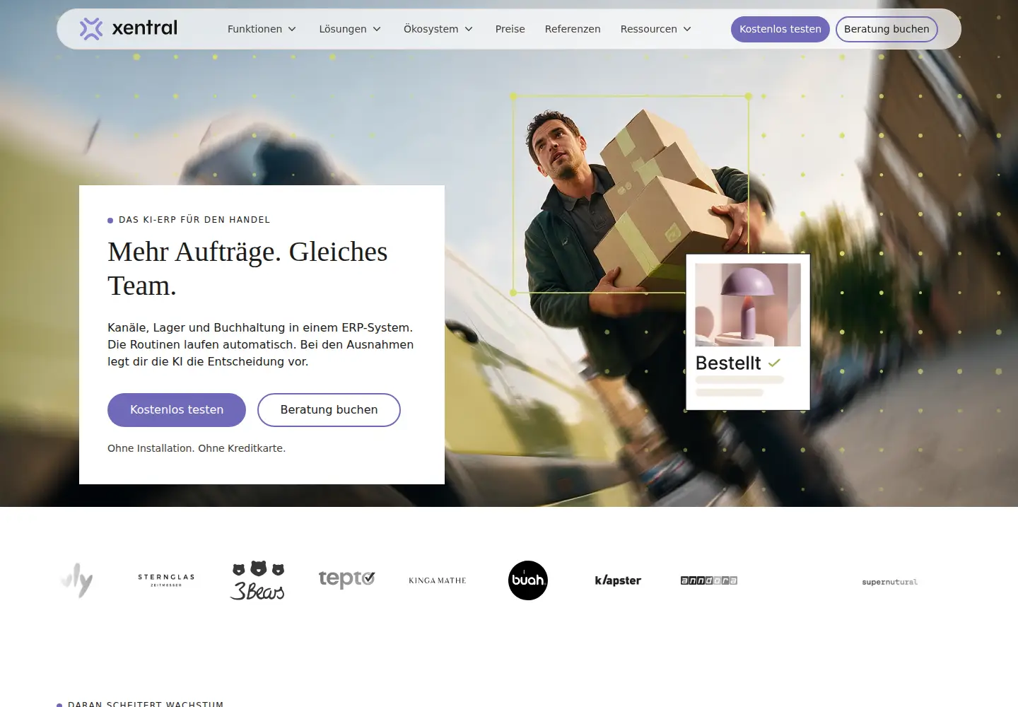 Screenshot of xentral.com