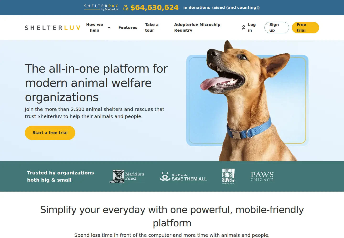 Screenshot of shelterluv.com
