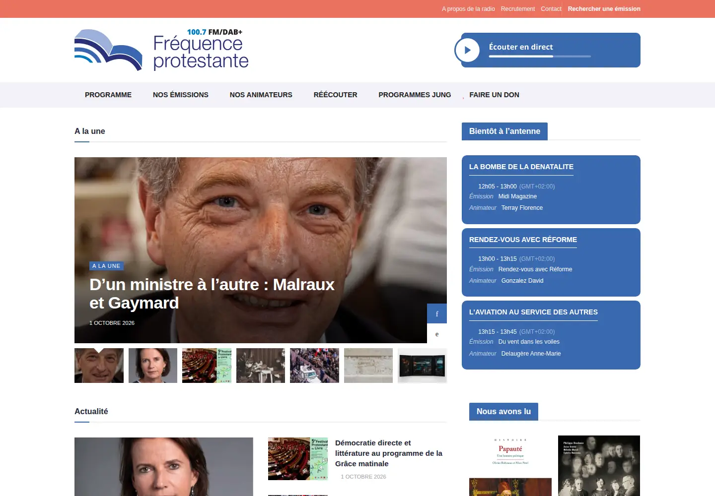 Screenshot of frequenceprotestante.com