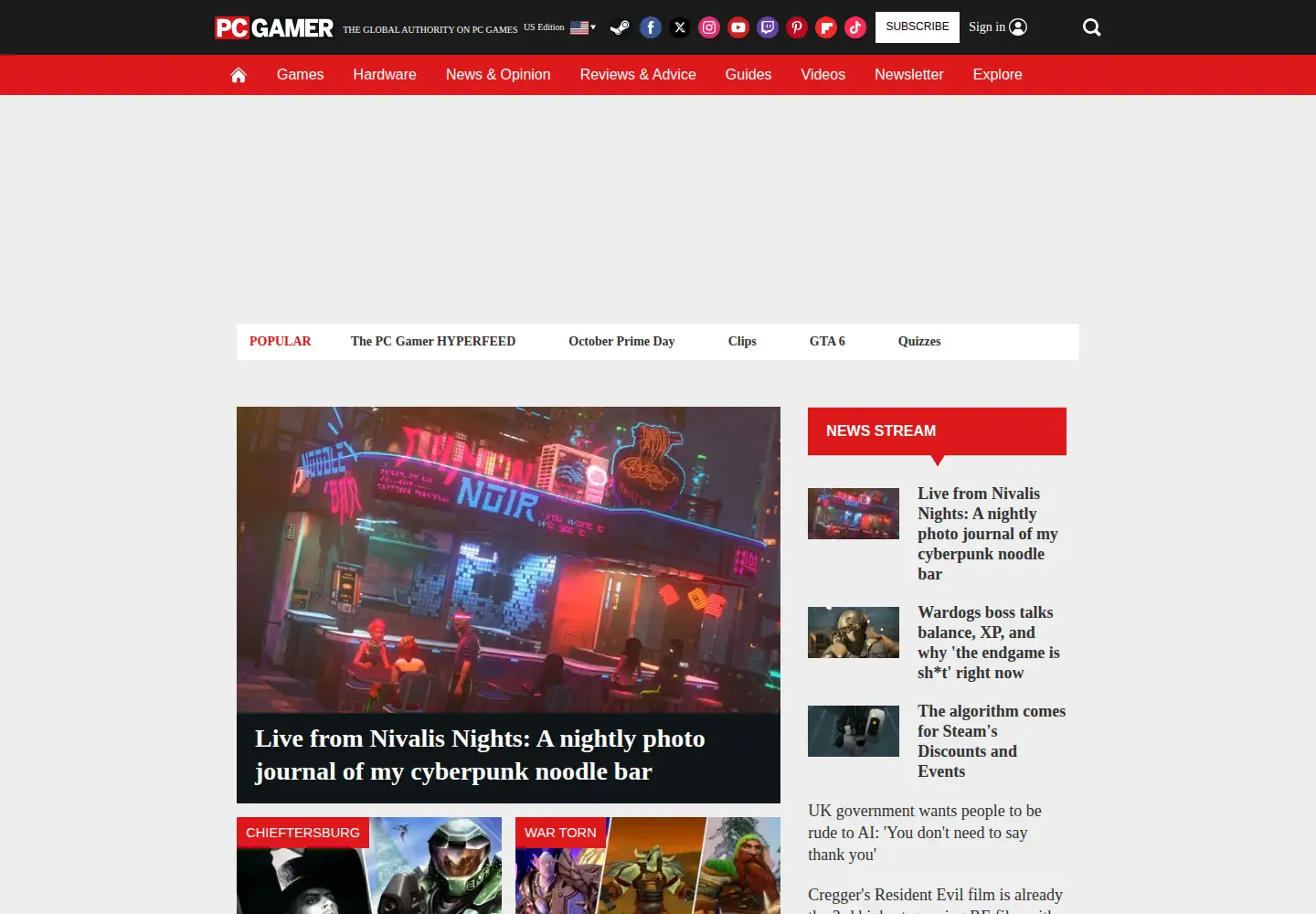 Screenshot of pcgamer.com