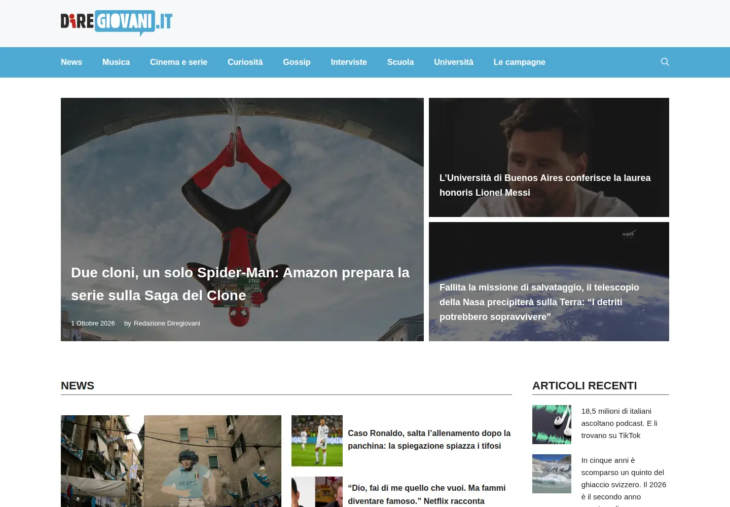 Screenshot of diregiovani.it