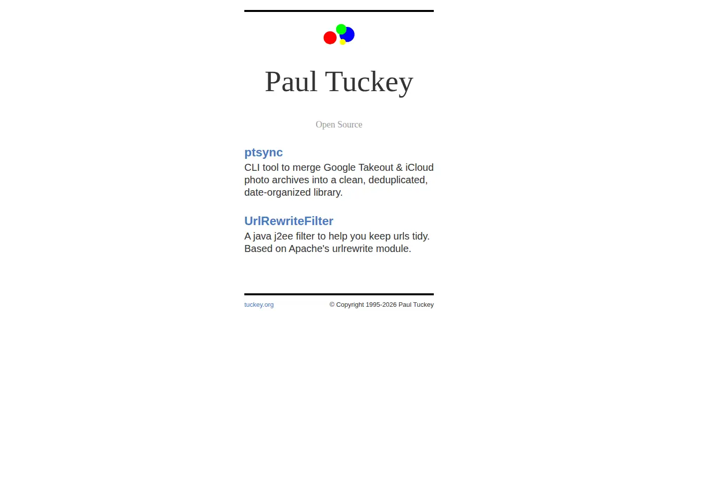 Captured homepage of tuckey.org in the current scan