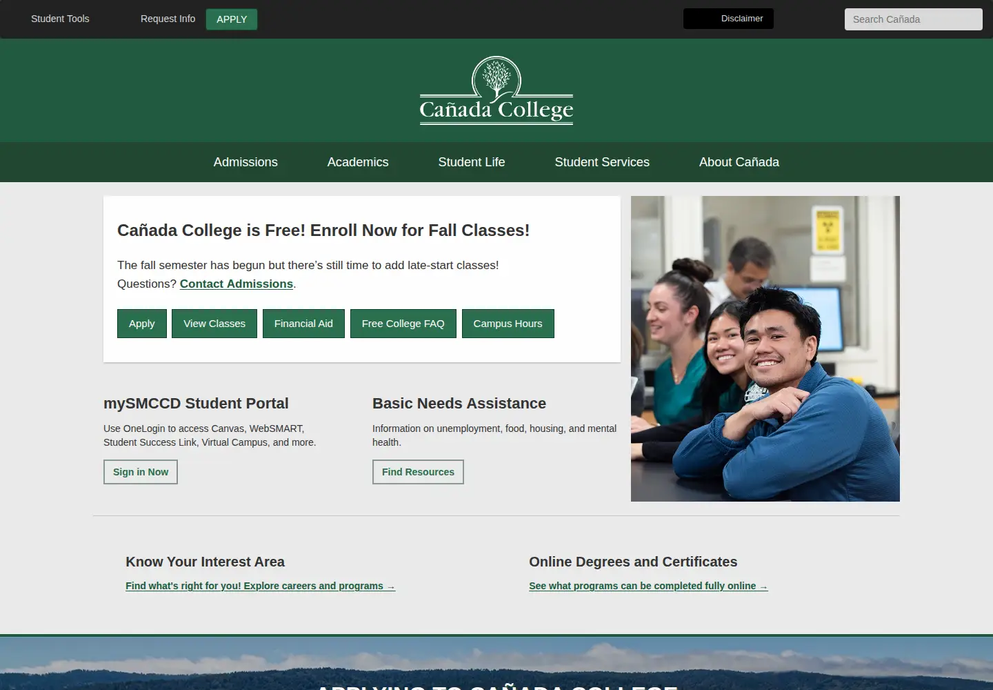 Screenshot of canadacollege.edu