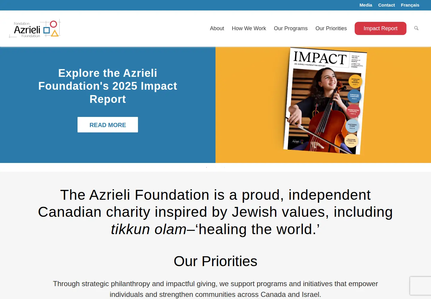 Screenshot of azrielifoundation.org