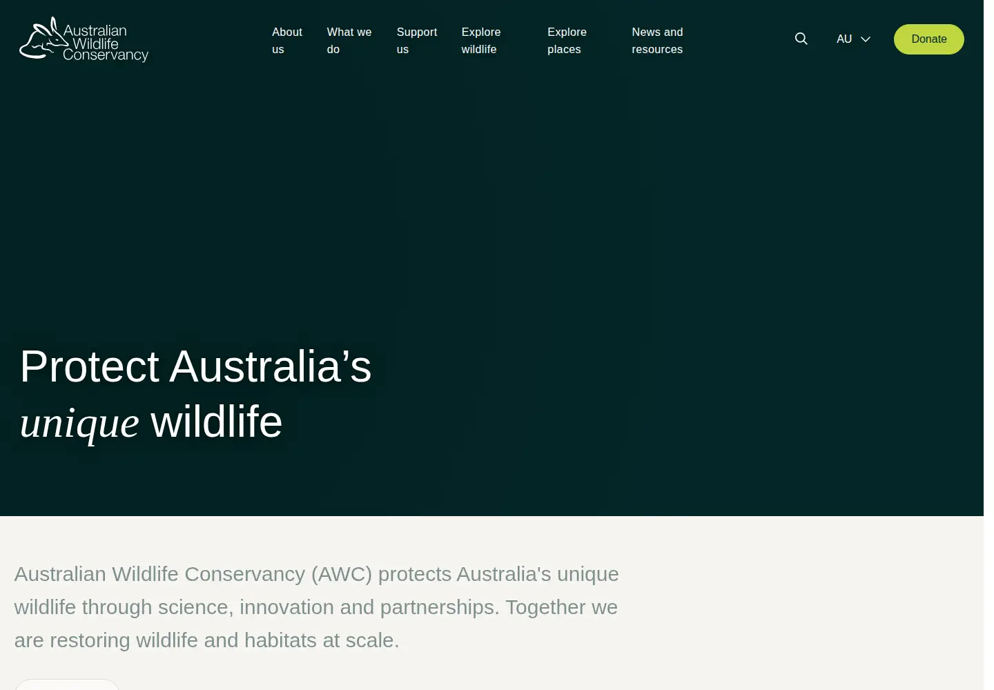 Screenshot of australianwildlife.org