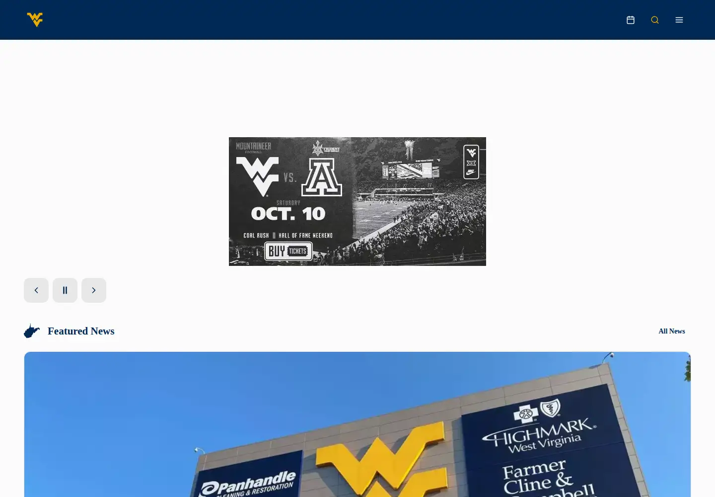 Screenshot of wvusports.com