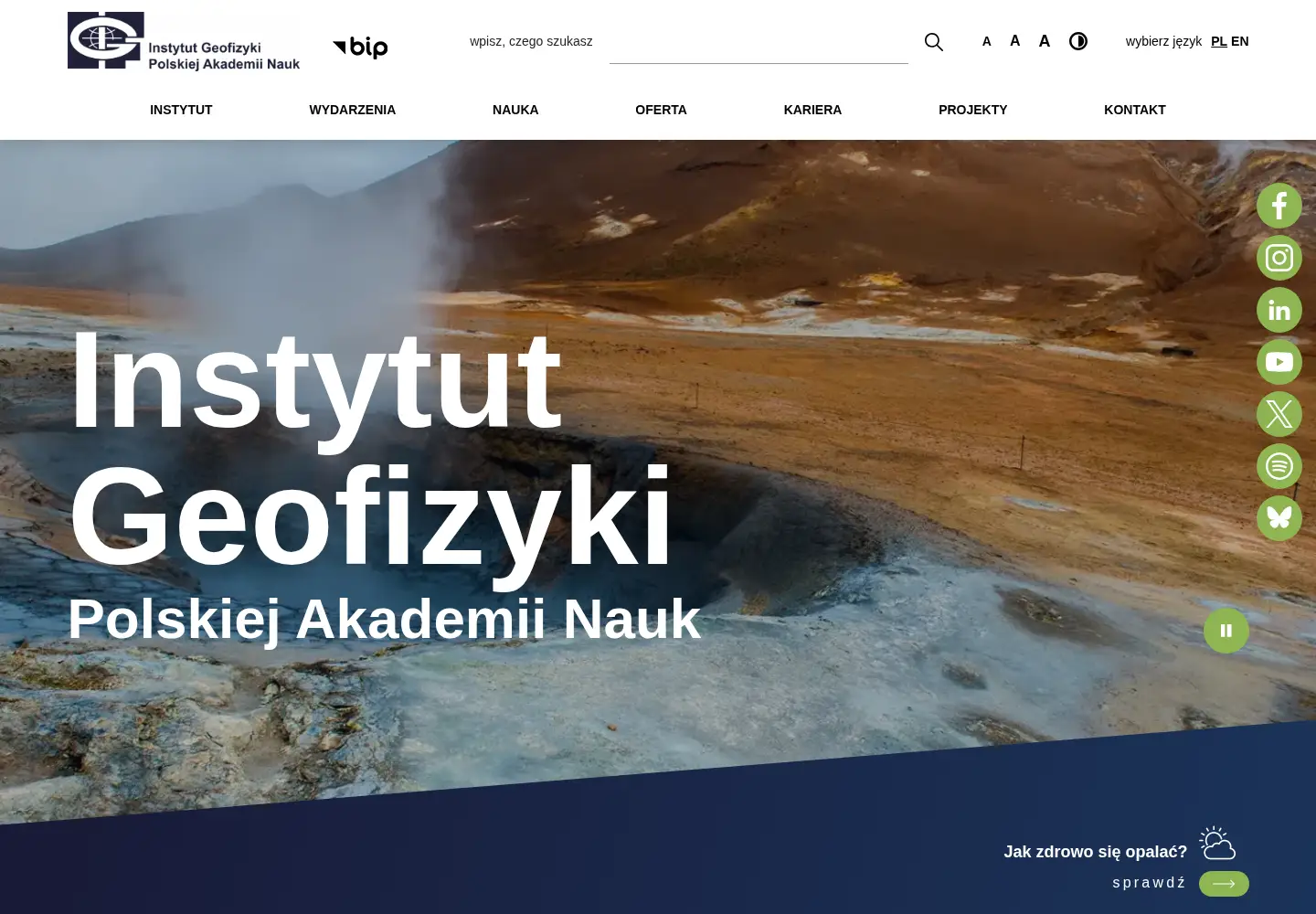 Captured homepage of igf.edu.pl in the current scan