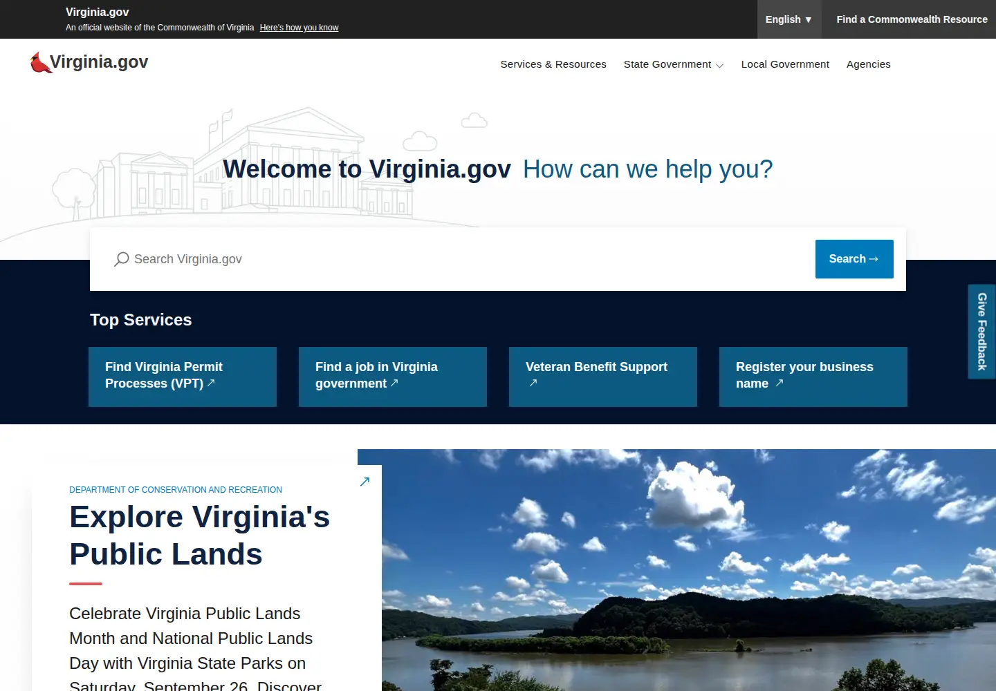 Screenshot of virginia.gov