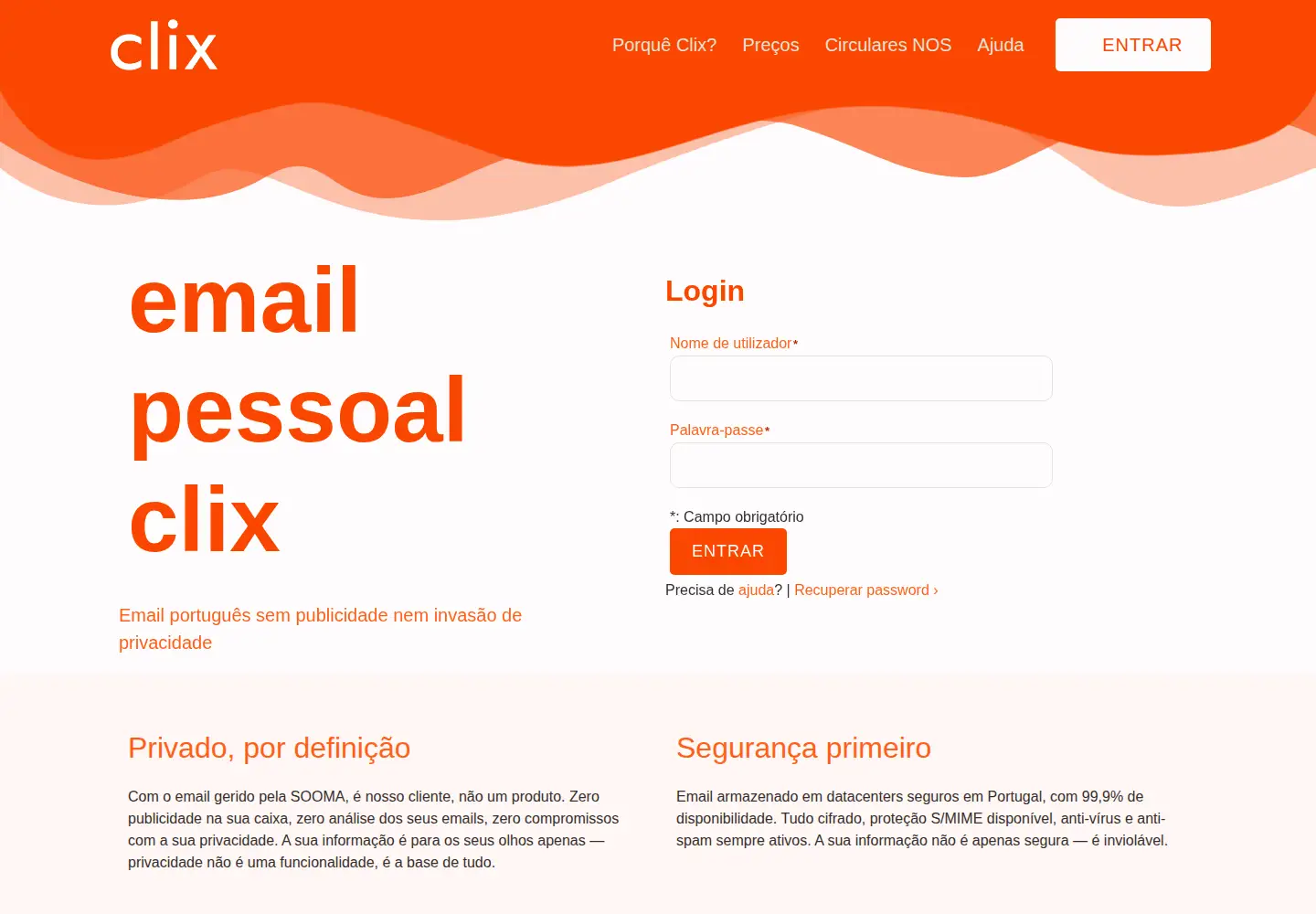 Screenshot of clix.pt