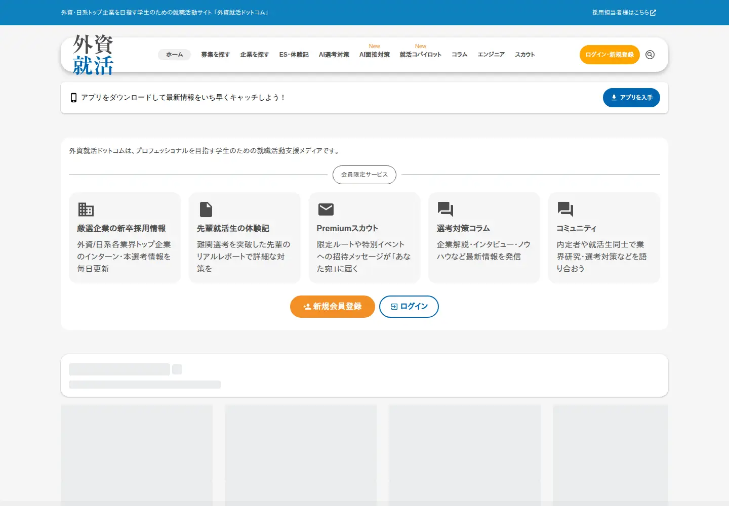 Screenshot of gaishishukatsu.com