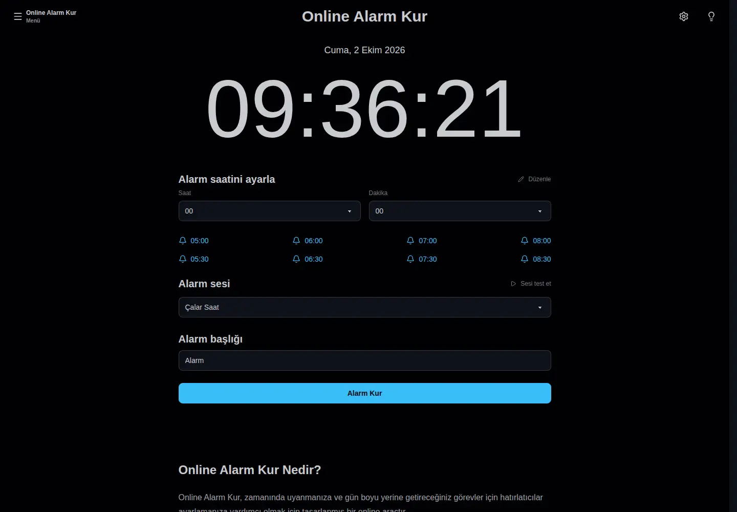 Screenshot of onlinealarmkur.com