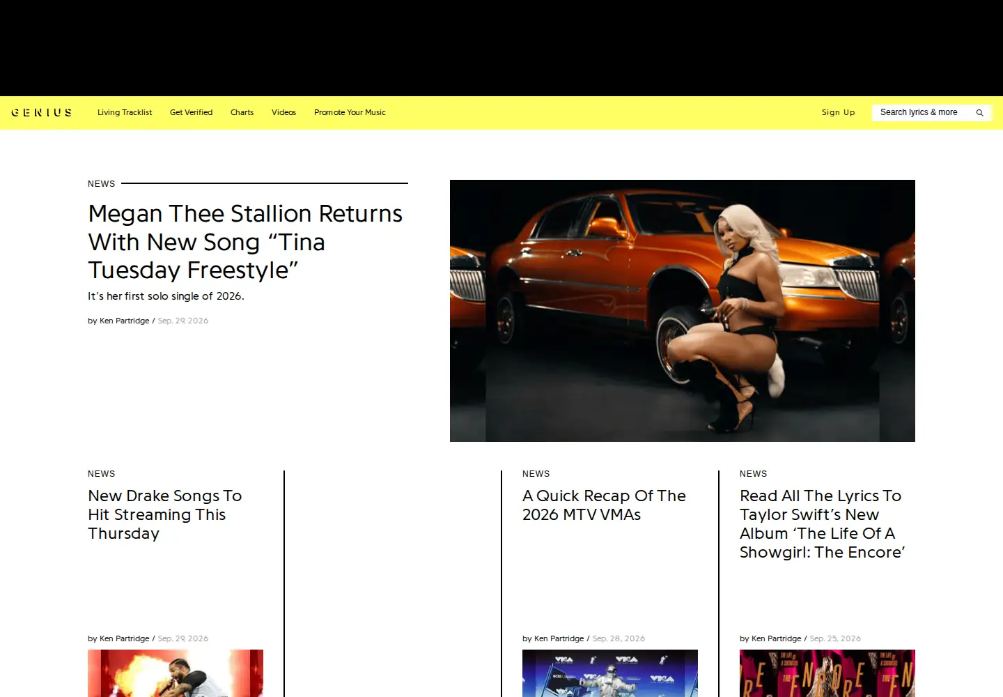 Screenshot of genius.com