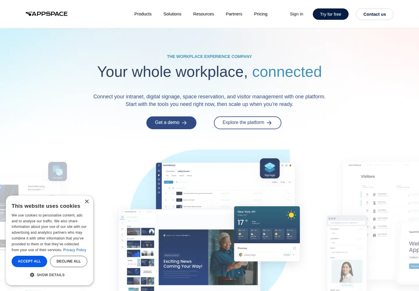 Screenshot of appspace.com