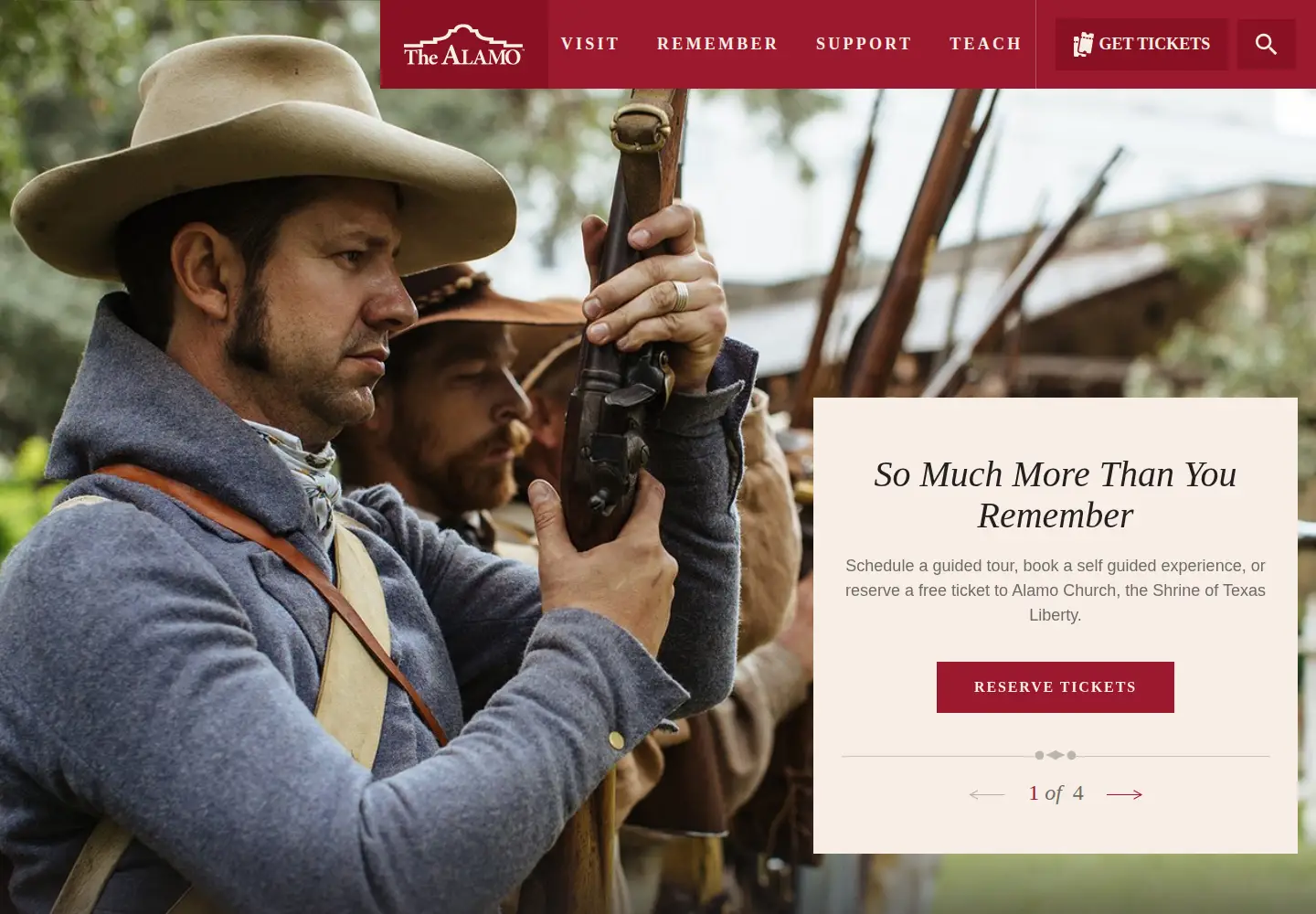 Captured homepage of thealamo.org in the current scan