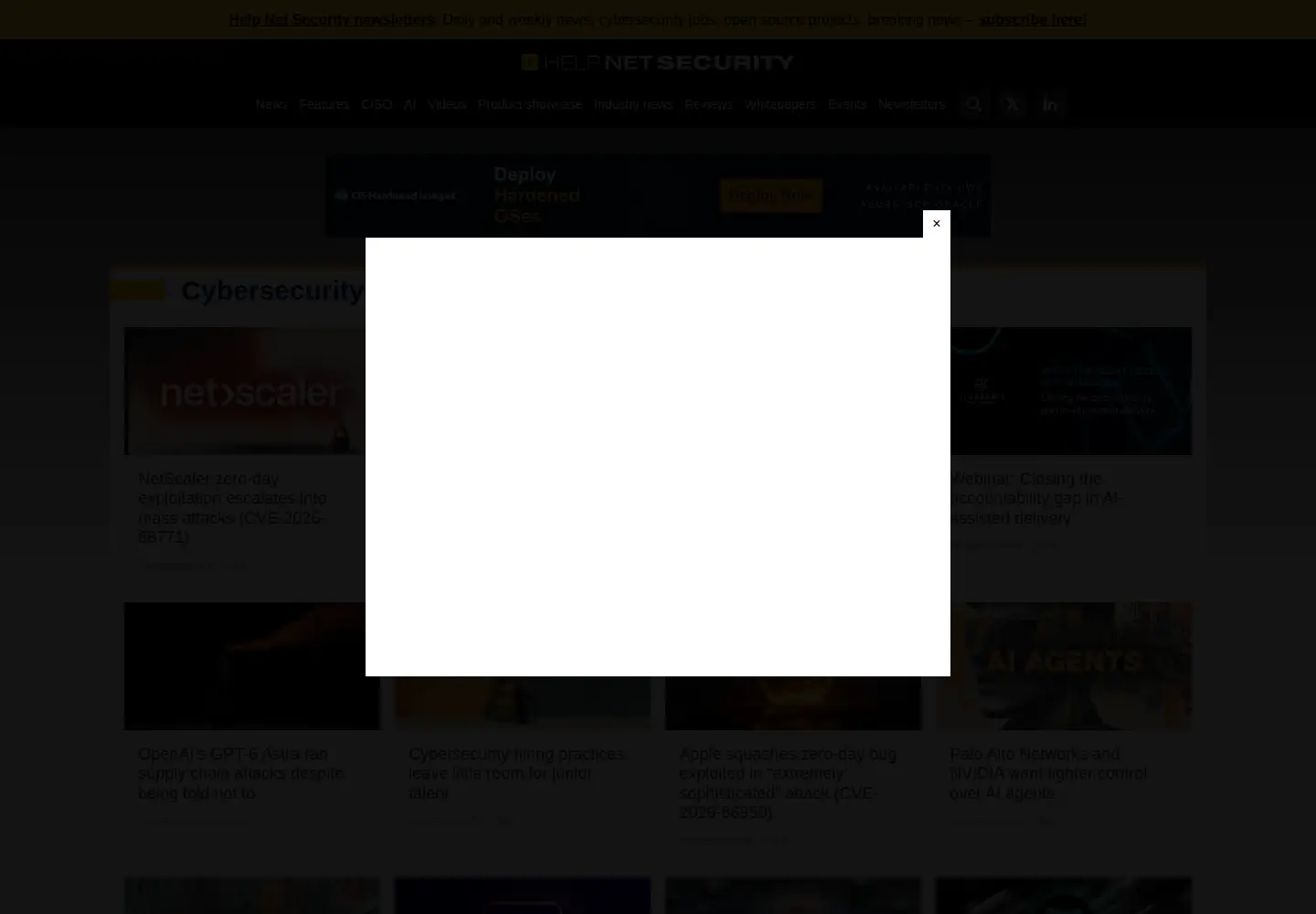 Screenshot of helpnetsecurity.com
