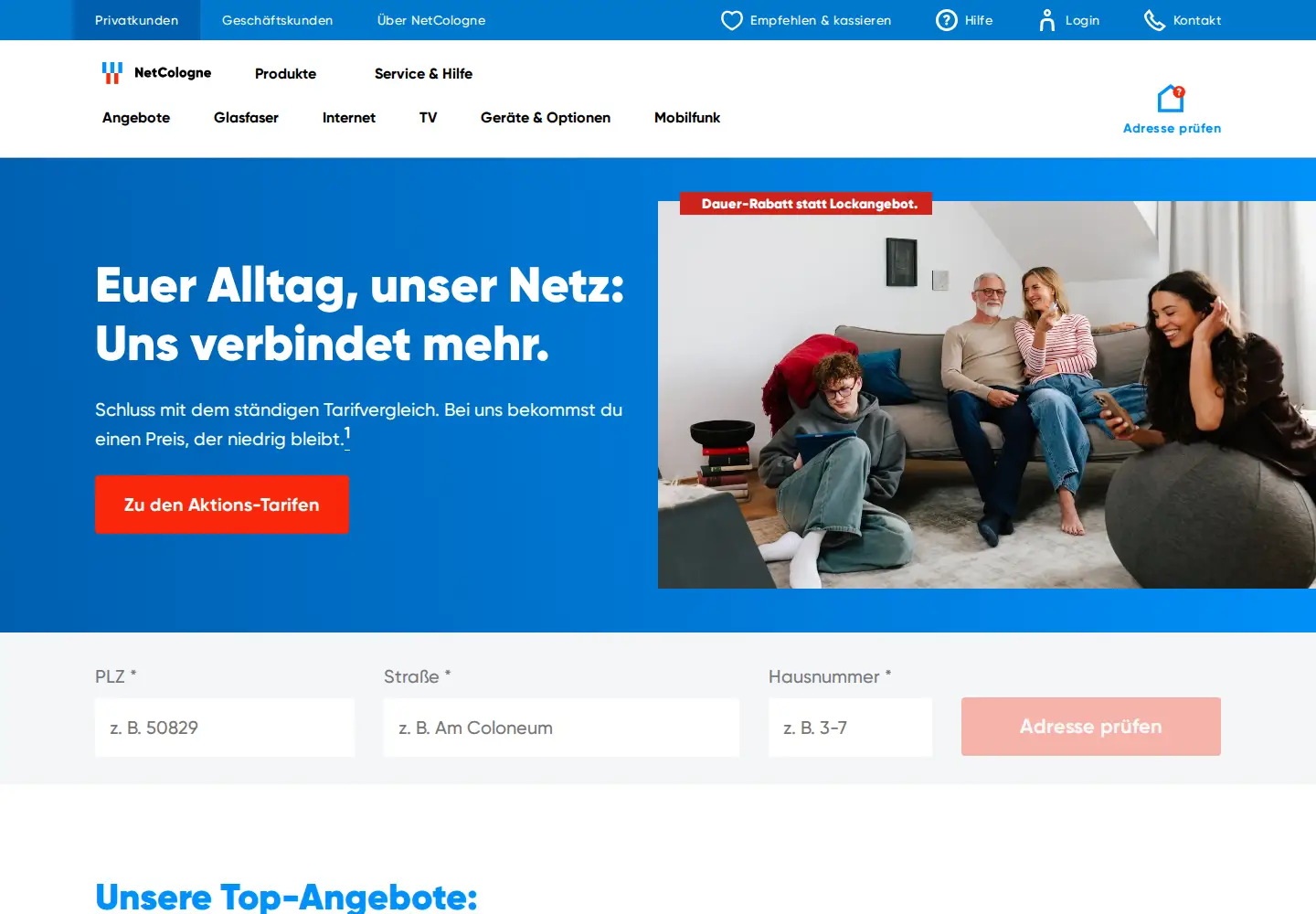 Screenshot of netcologne.de