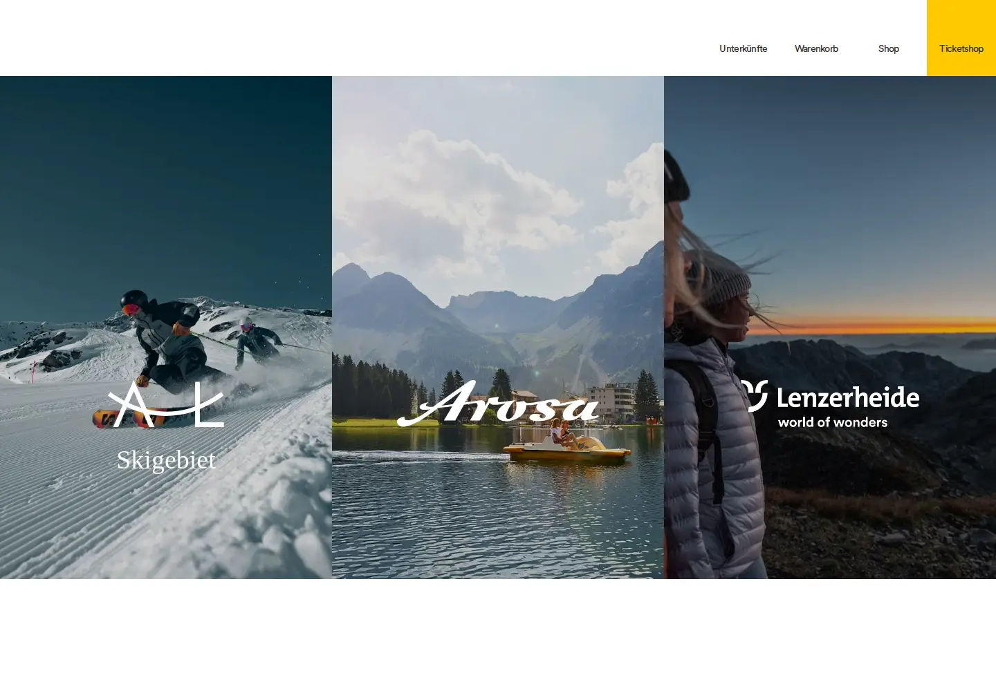 Screenshot of arosalenzerheide.swiss
