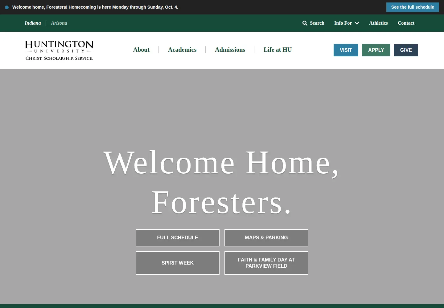 Screenshot of huntington.edu