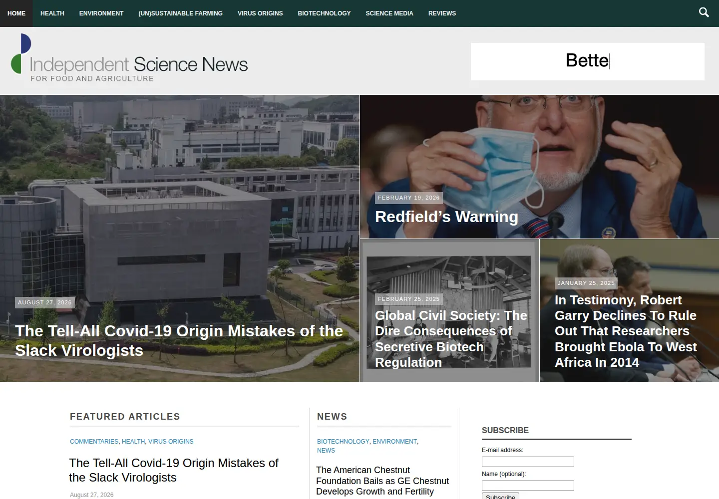 Screenshot of independentsciencenews.org