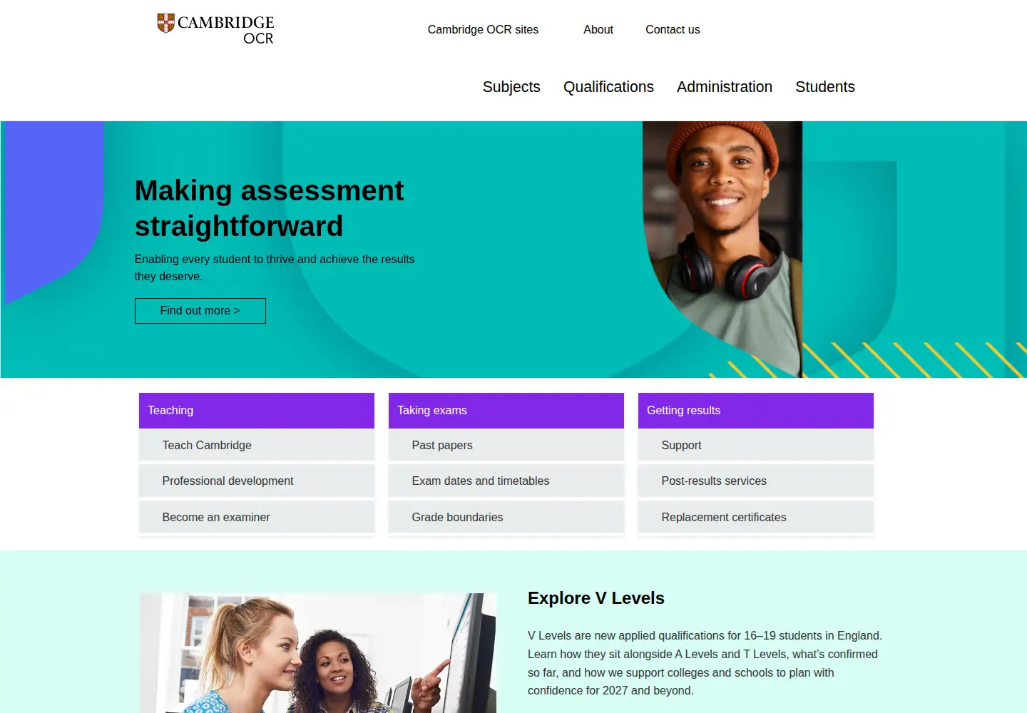 Screenshot of ocr.org.uk