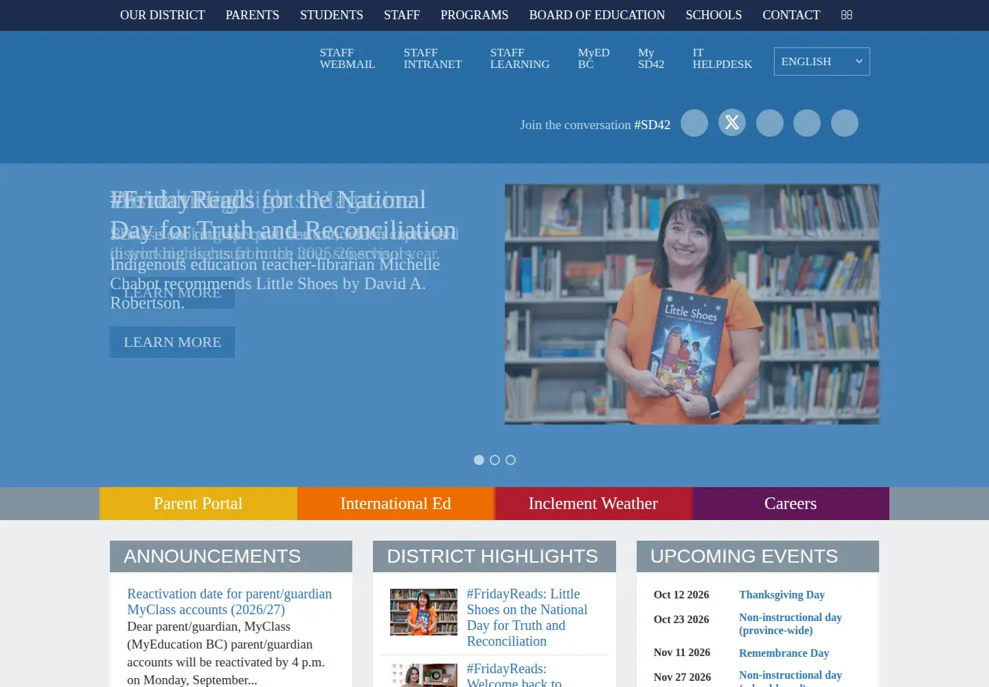 Screenshot of sd42.ca