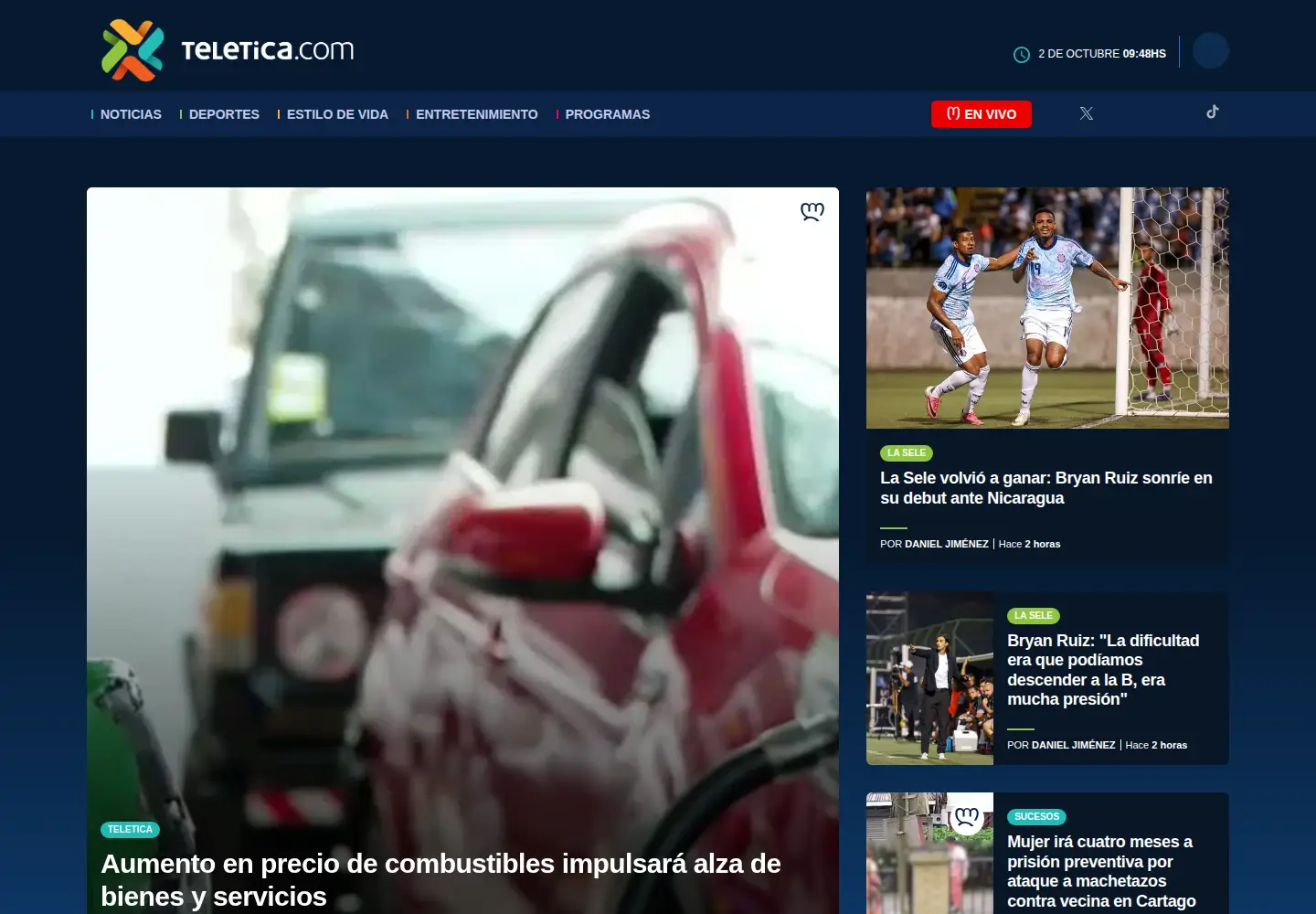 Screenshot of teletica.com