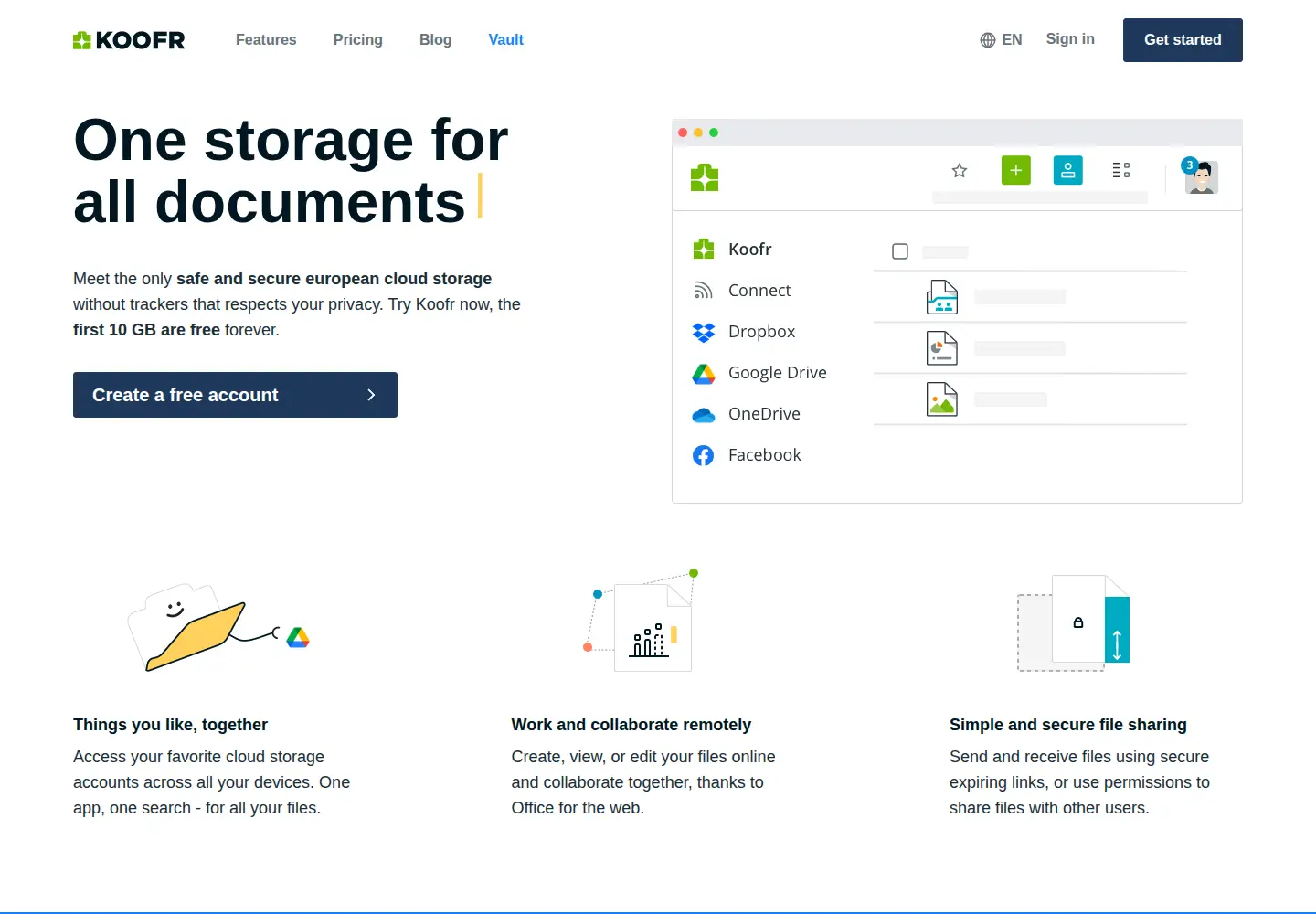 Screenshot of koofr.eu