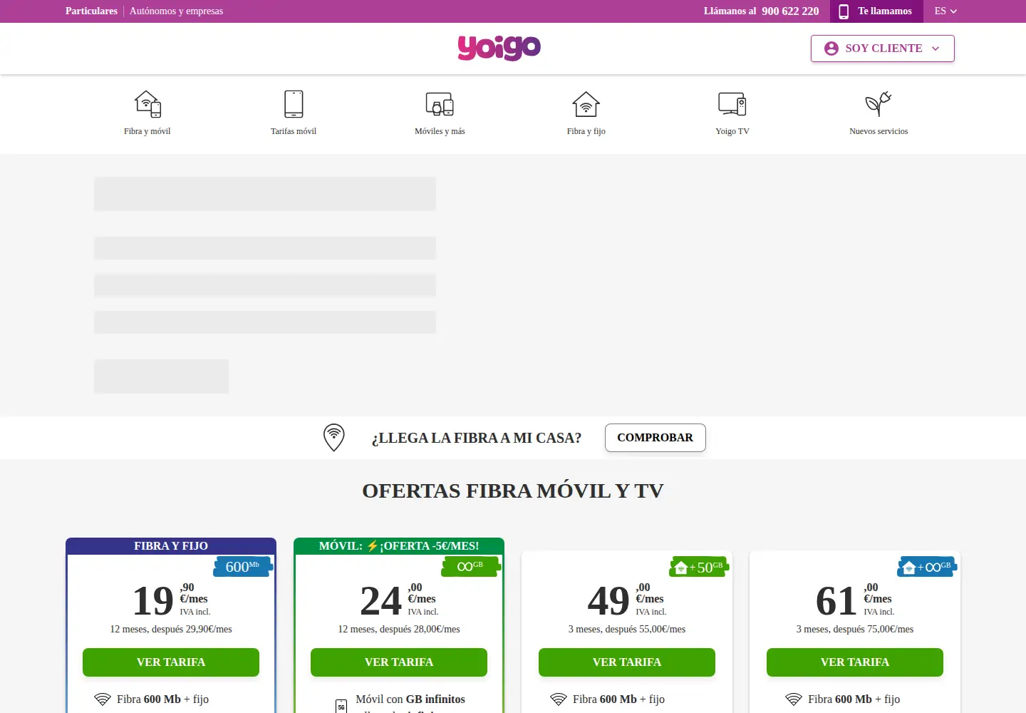 Screenshot of yoigo.com