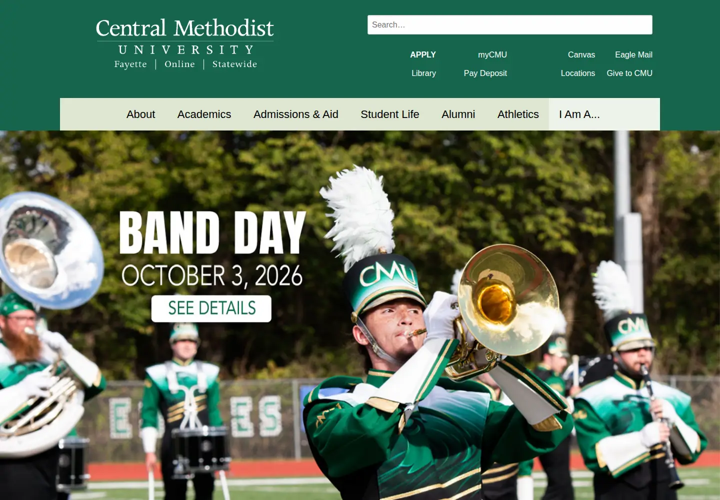 Screenshot of centralmethodist.edu
