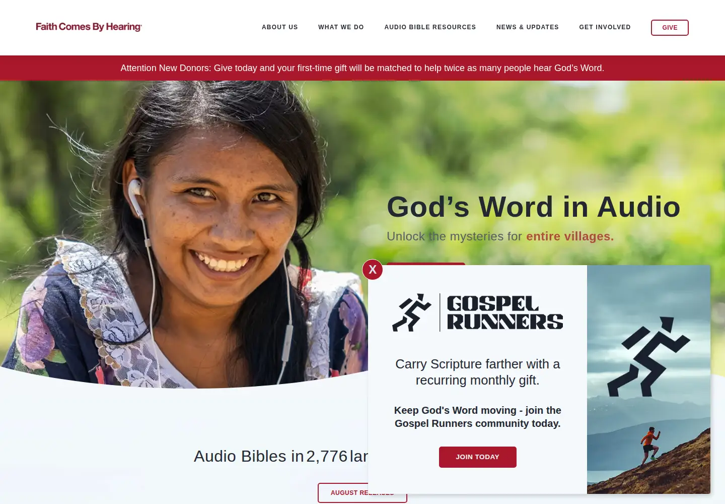 Screenshot of faithcomesbyhearing.com