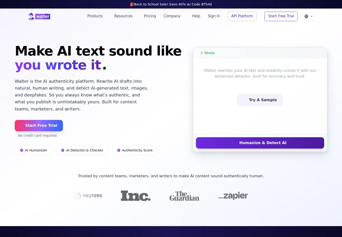 Screenshot of walterwrites.ai