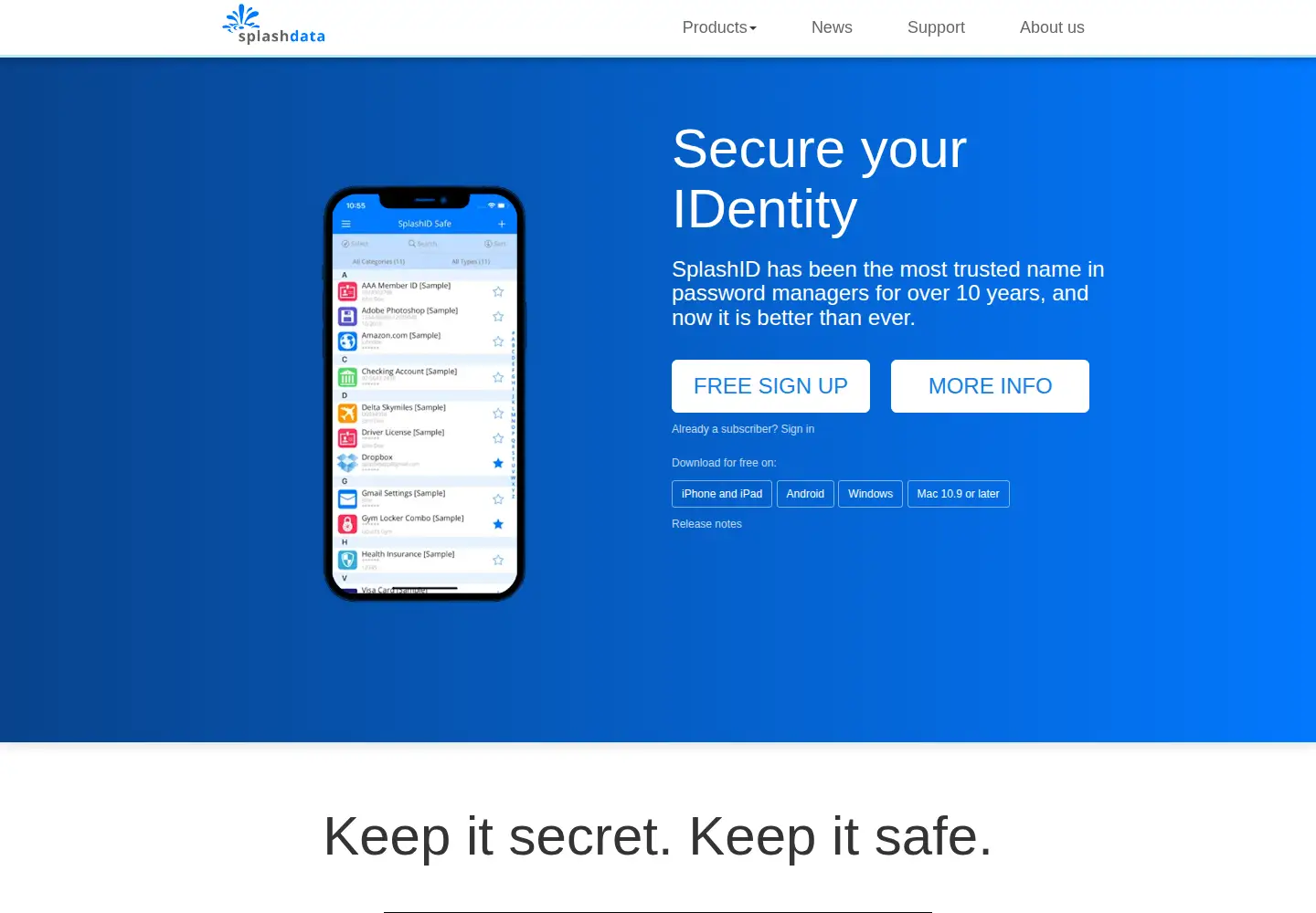 Screenshot of splashdata.com