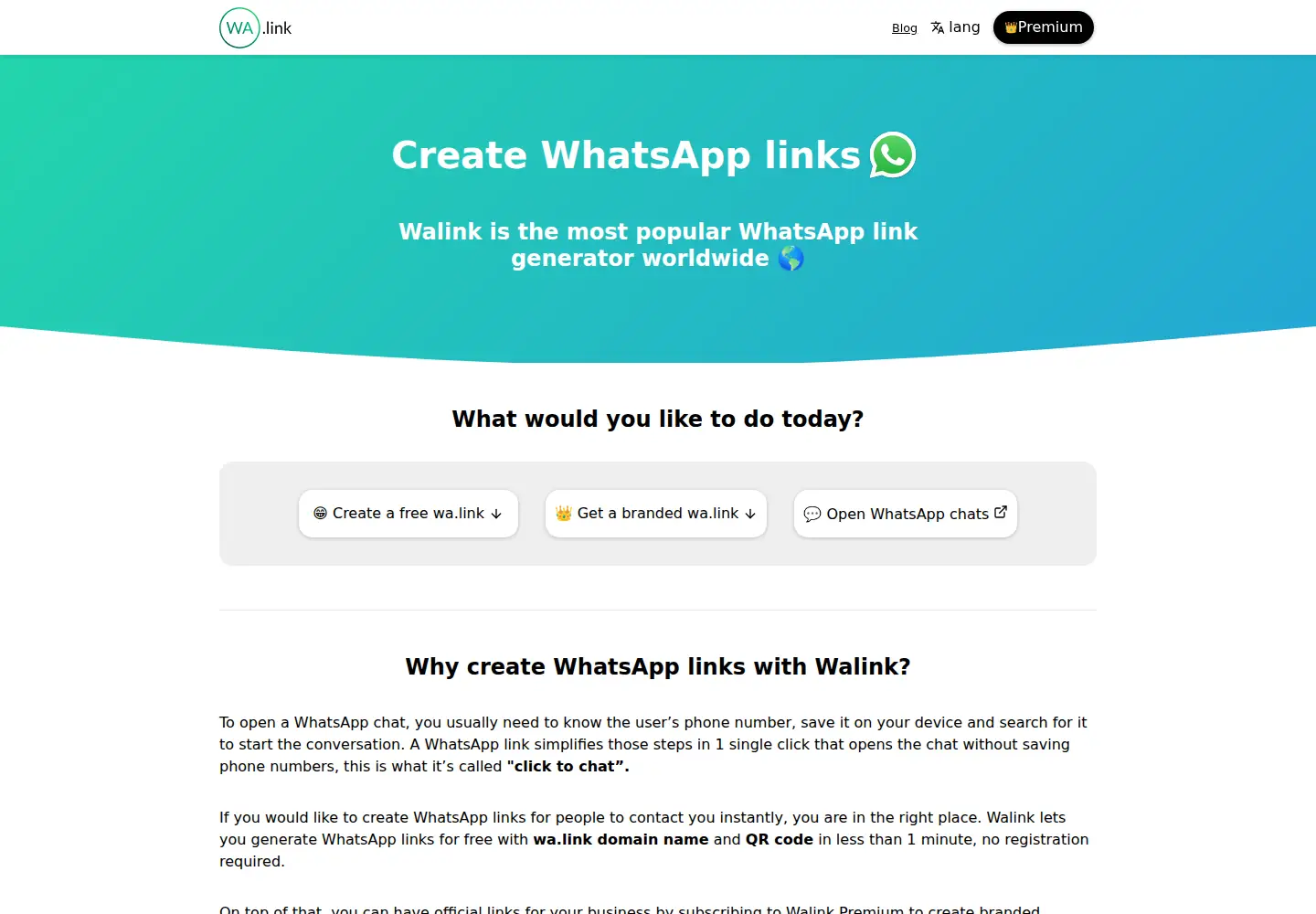 Screenshot of wa.link