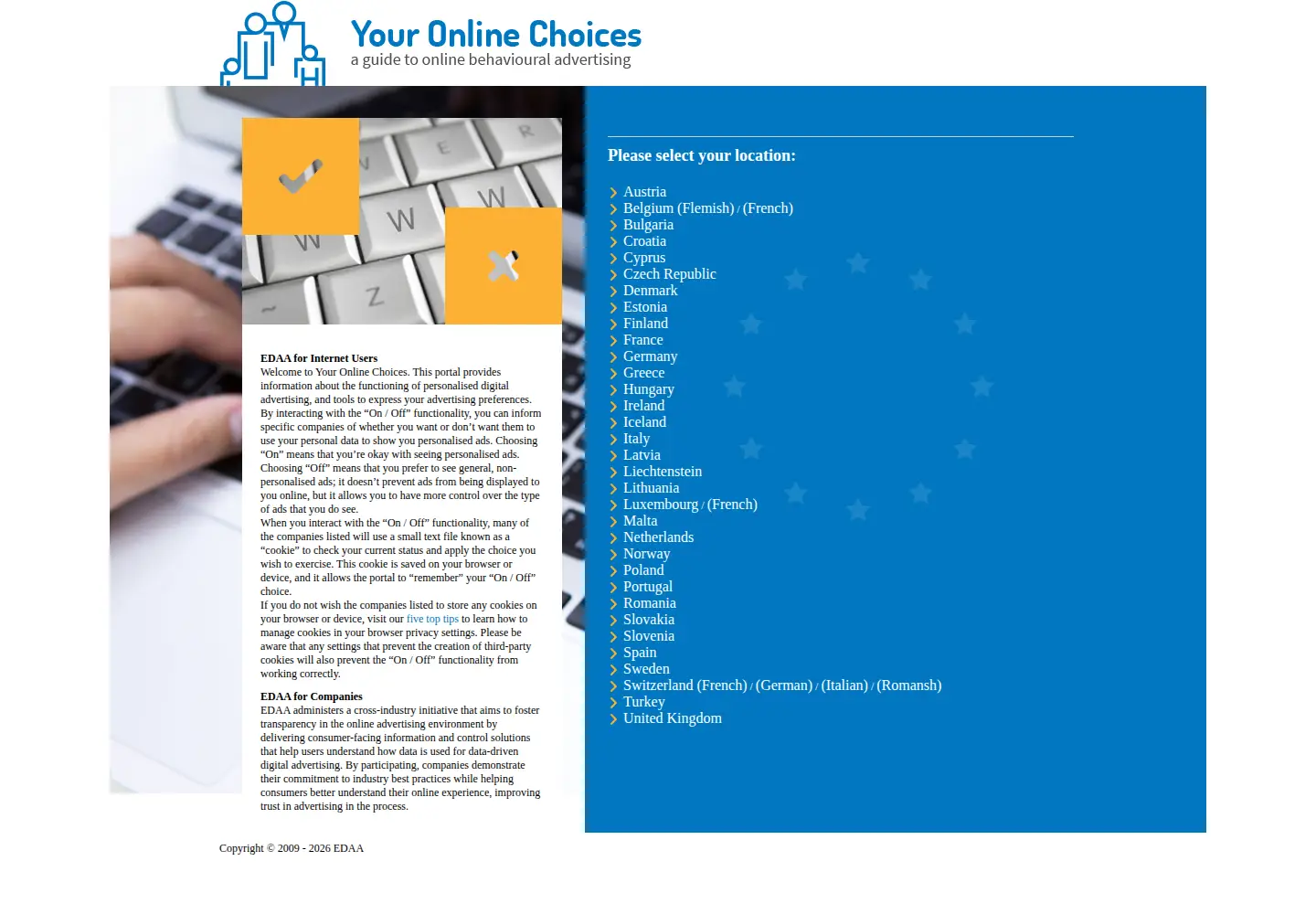Screenshot of youronlinechoices.eu