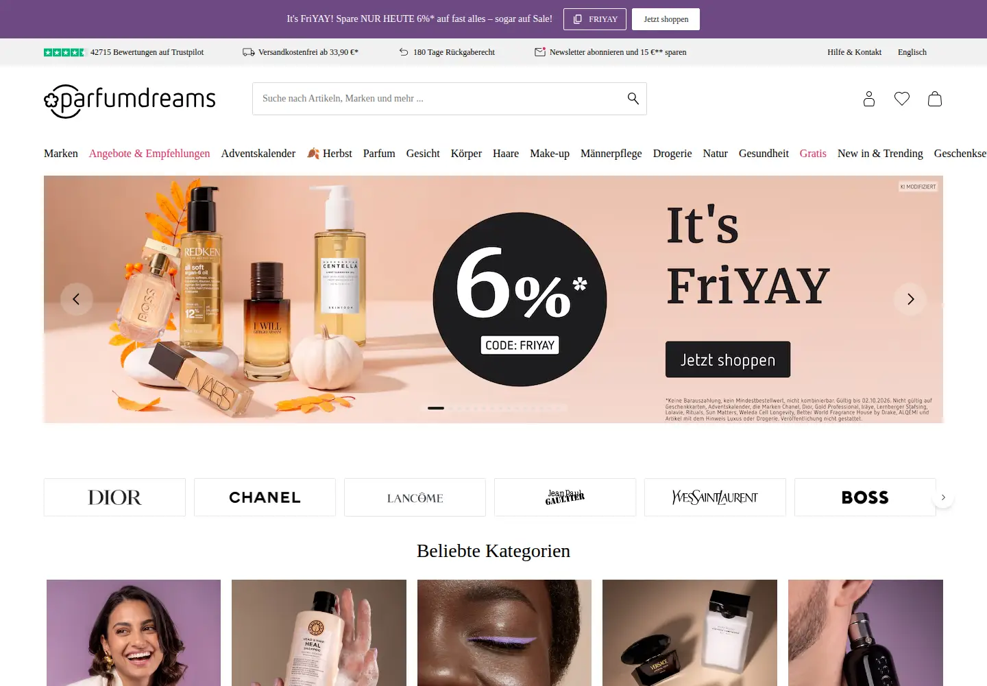Screenshot of parfumdreams.de
