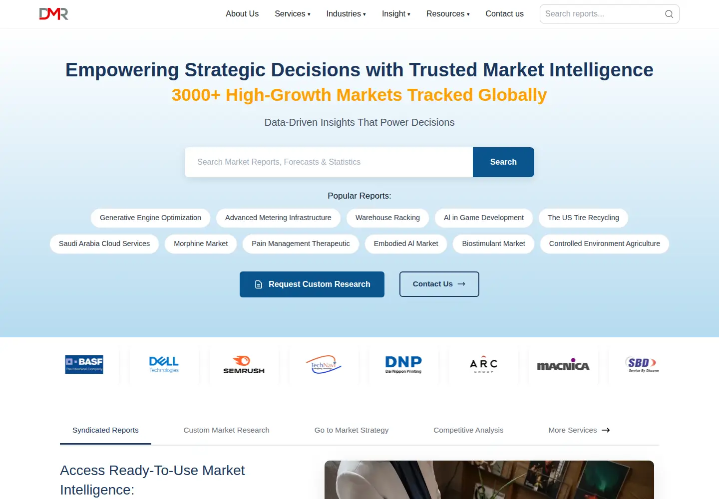 Screenshot of dimensionmarketresearch.com