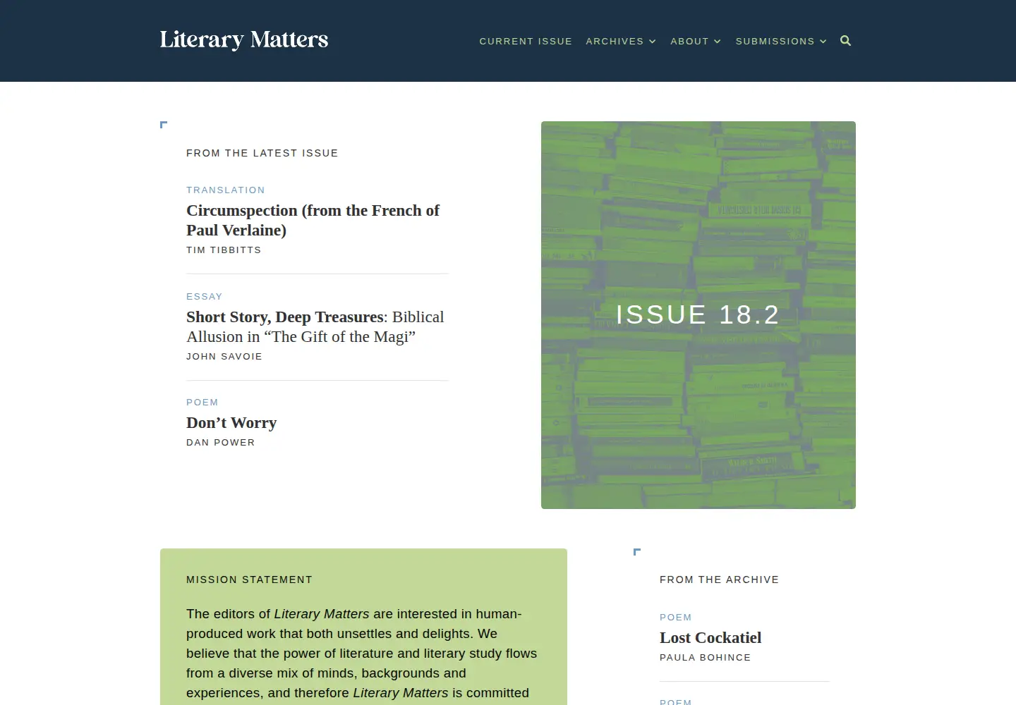 Screenshot of literarymatters.org