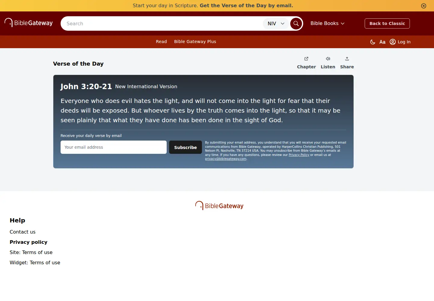 Screenshot of biblegateway.com