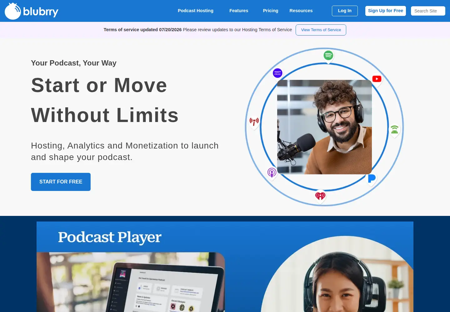 Screenshot of blubrry.com