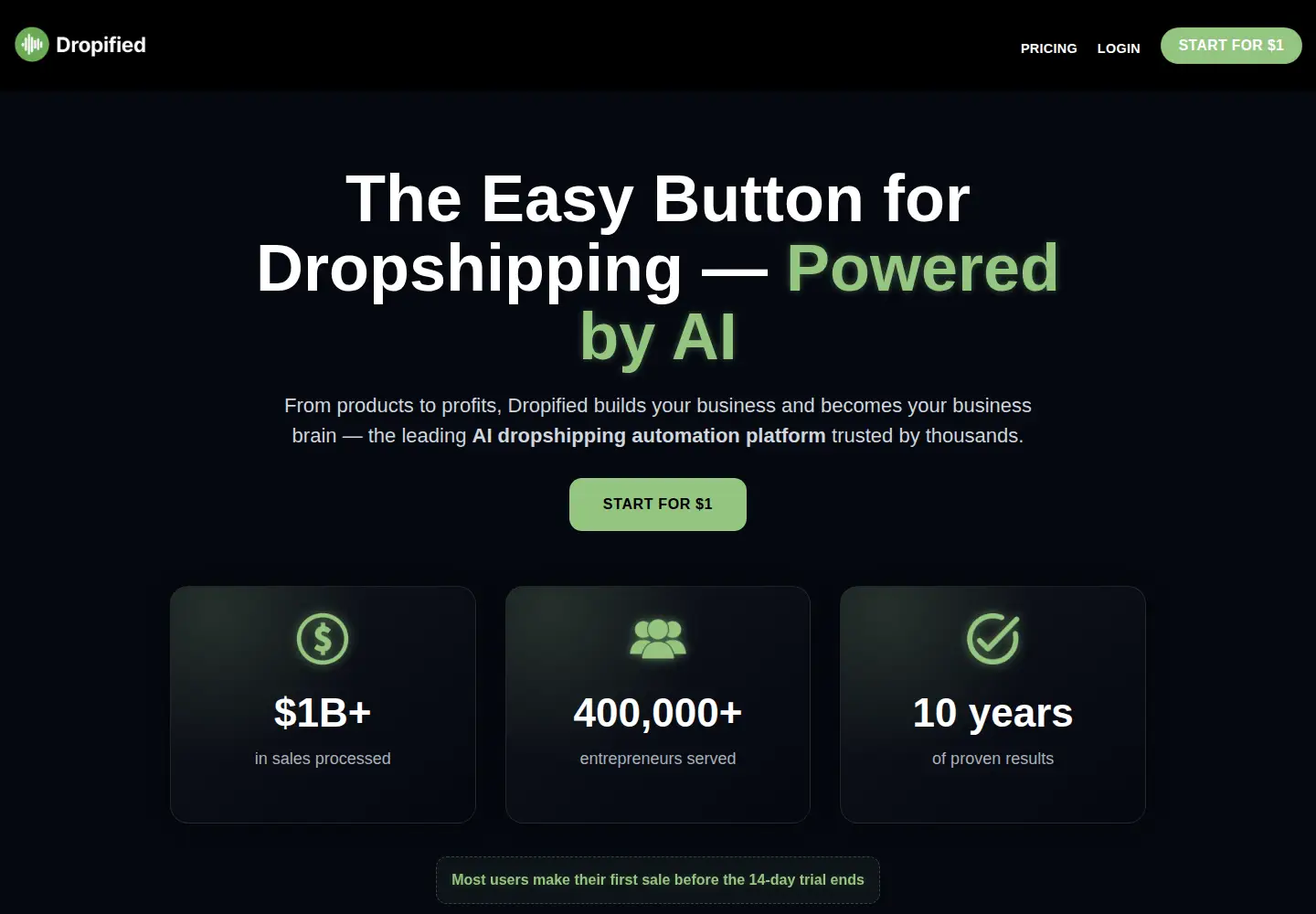 Screenshot of dropified.com