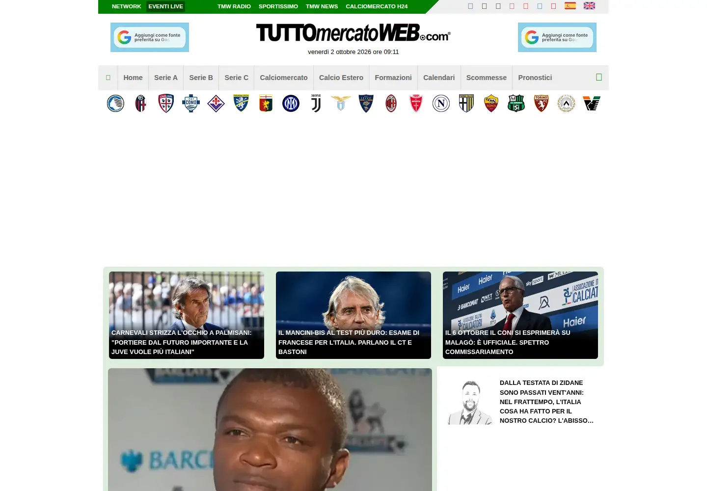 Screenshot of tuttomercatoweb.com