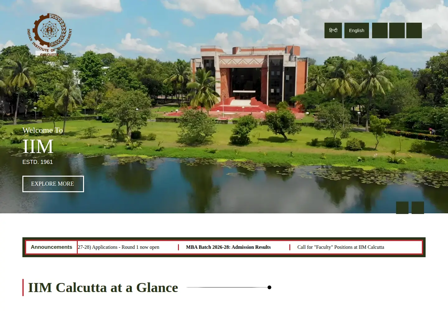 Screenshot of iimcal.ac.in