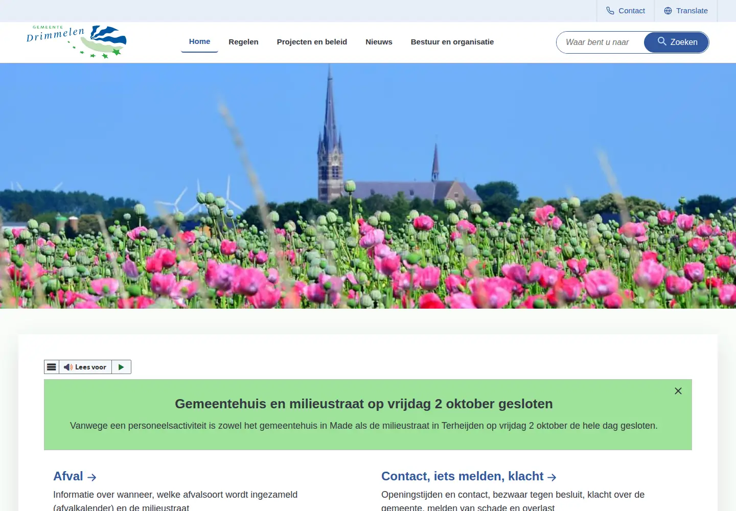 Screenshot of drimmelen.nl