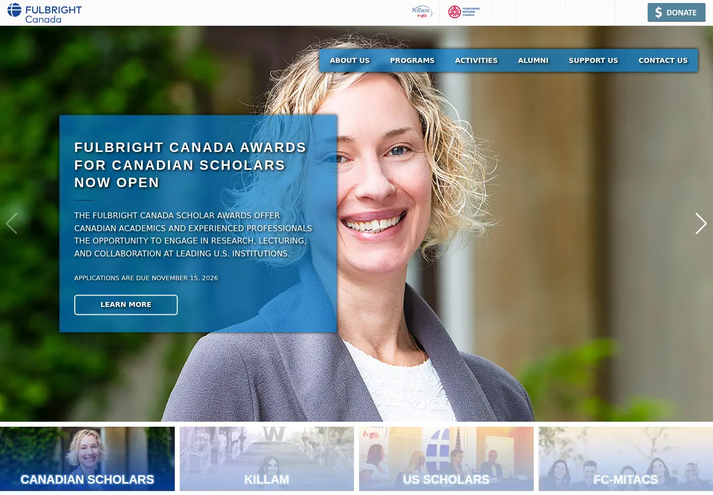 Screenshot of fulbright.ca