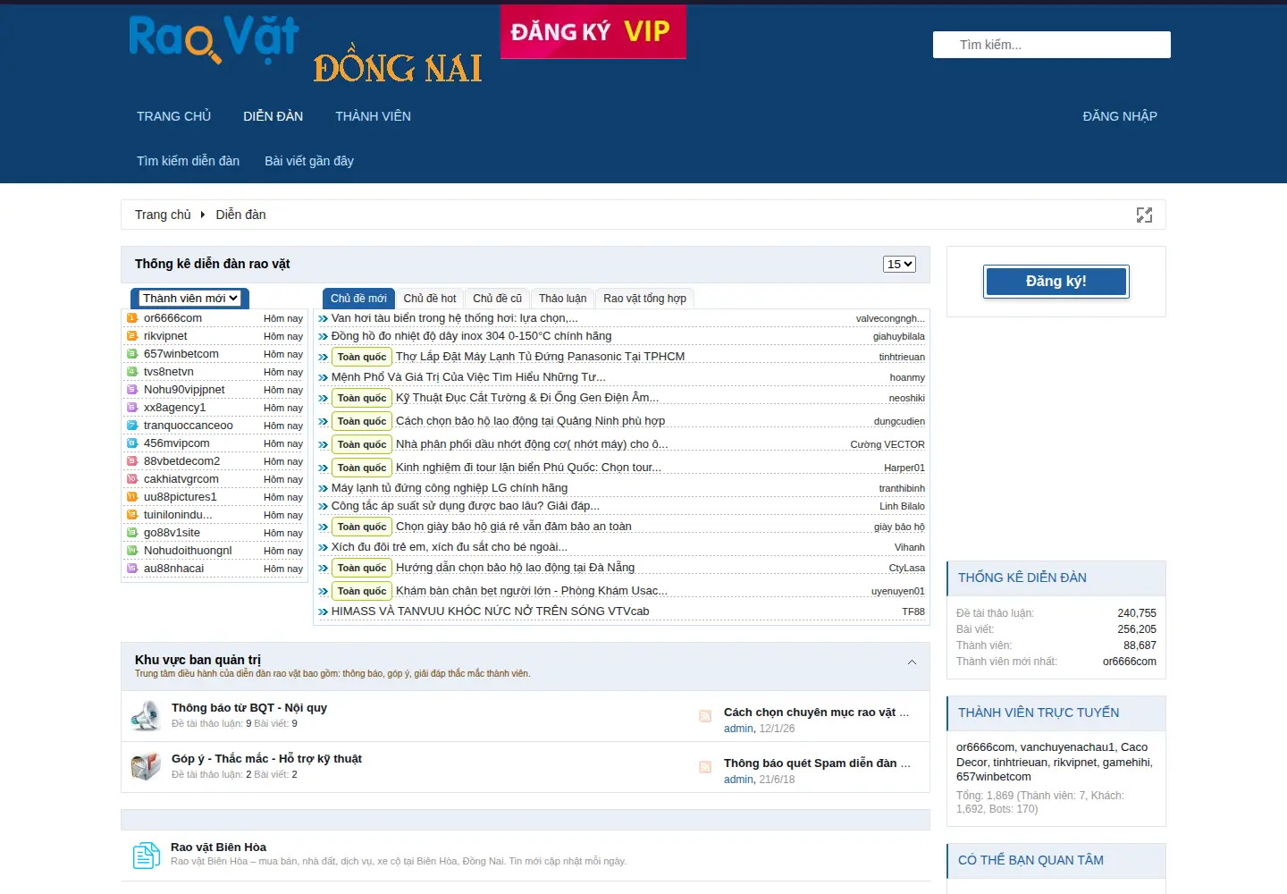 Screenshot of dongnairaovat.com